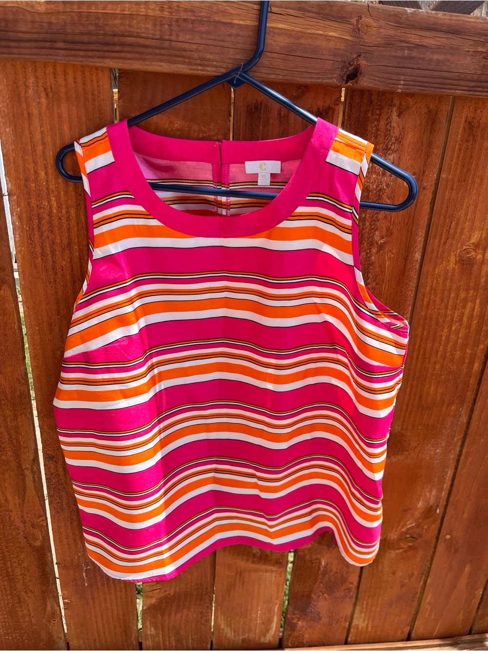 C Striped Sleeveless Shell Top - Pink & Orange size XL